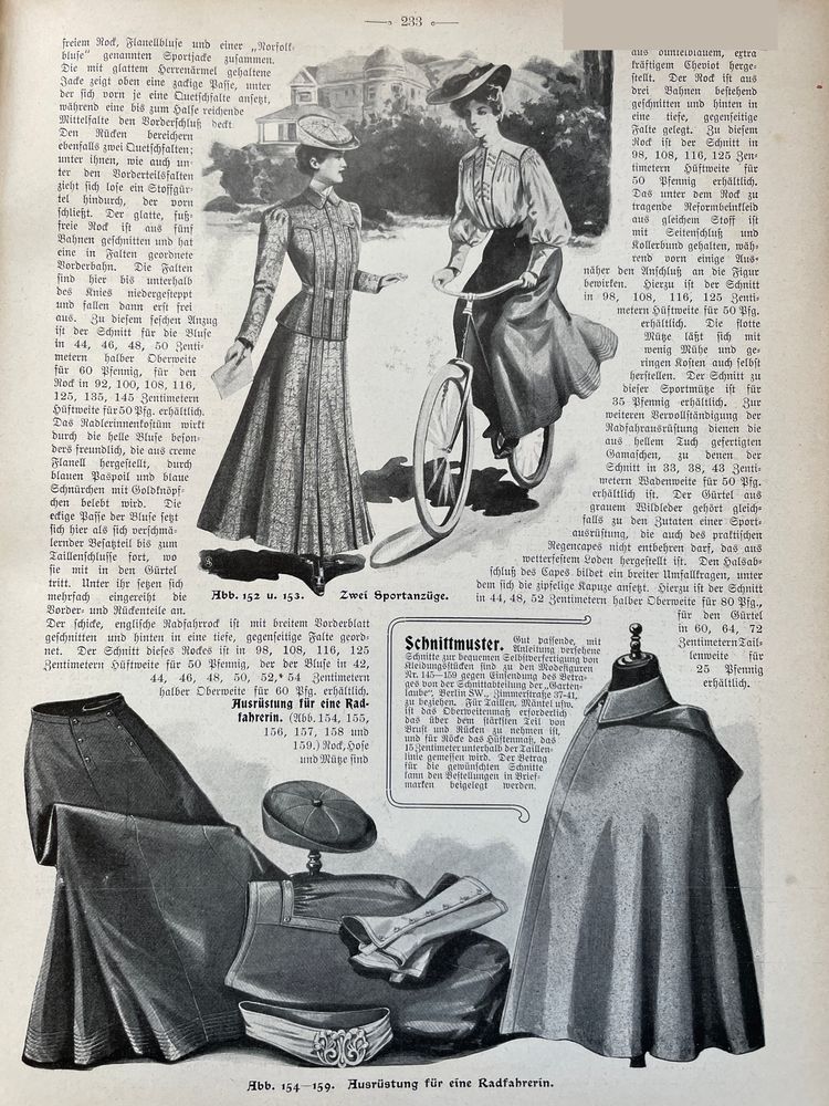 Radfahrerin und Ausrüstung 1905 (Welt der Frau 1905) 