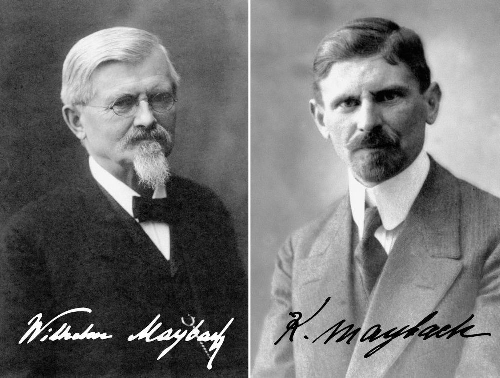 Die Abbildung zeigt zwei historische Fotografien. Abgebildet sind zwei Männer im Porträt. Der Mann auf der linken Seite hat weißes Haar, einen Ziegenbart und trägt einen dunklen Anzug. Der Mann rechts hat dunkle Haar und trägt einen helleren Anzug.