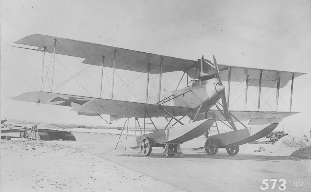 Die historische Aufnahme zeigt das Flugzeug FF 49.