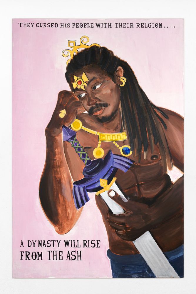 Abbildung eines gemalten Portraits von Larry Achiampong